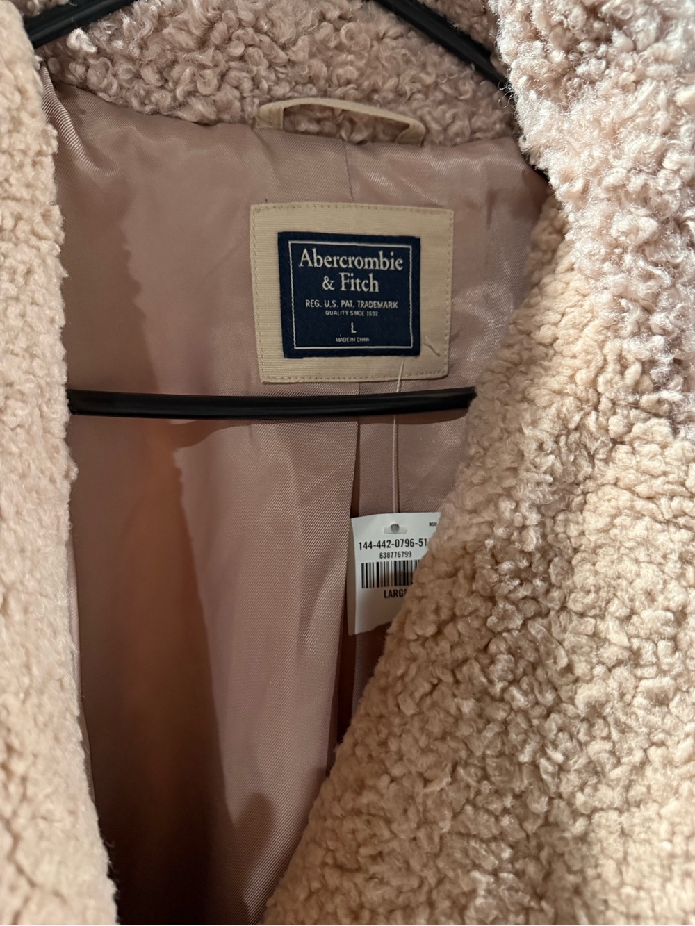 Abercrombie & Fitch Light Pink Teddy Sherpa Coat - Picture 2 of 6